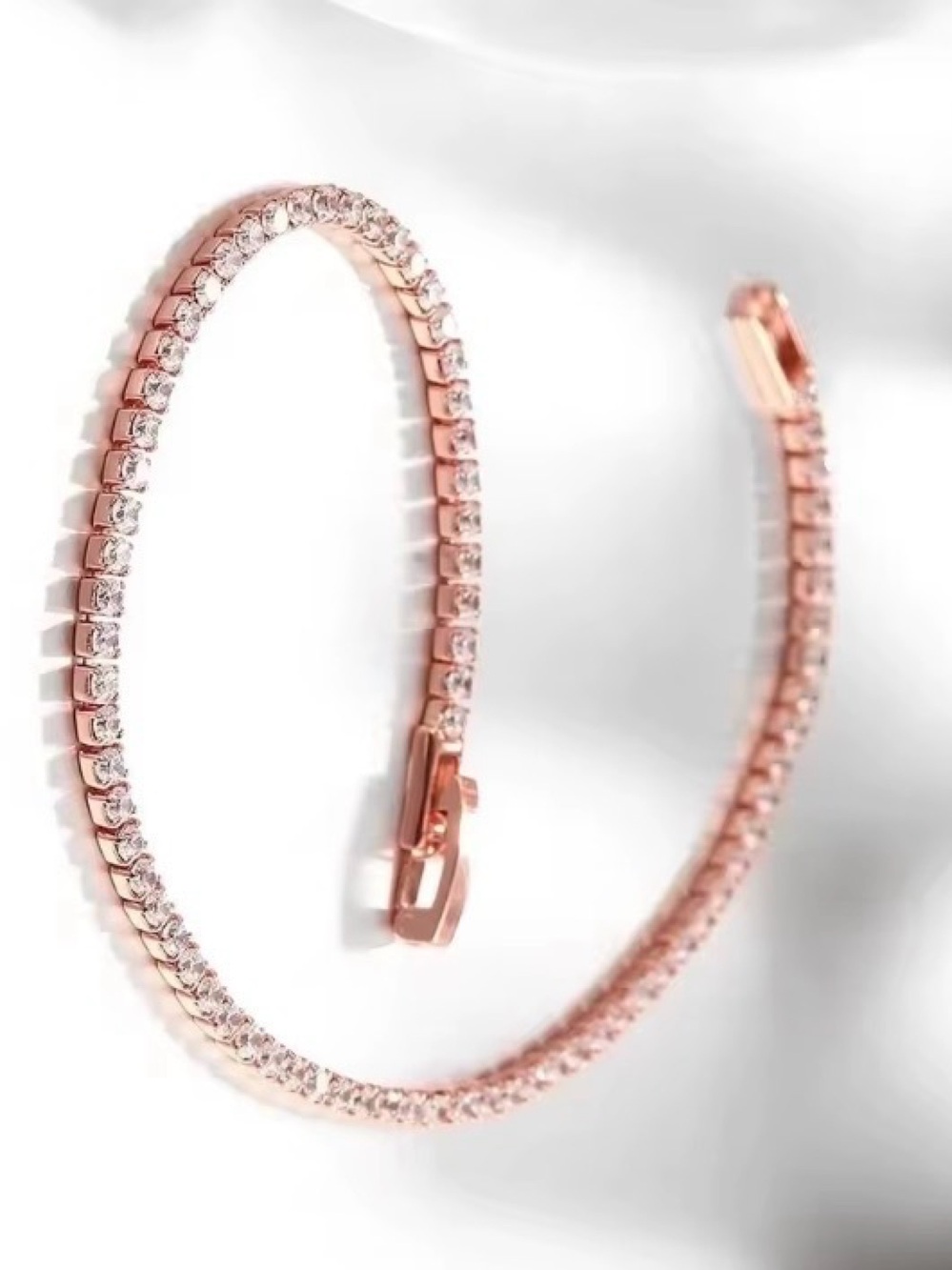 Cubic Zirconia 4mm - Rose Gold - Link Tennis Bracelet